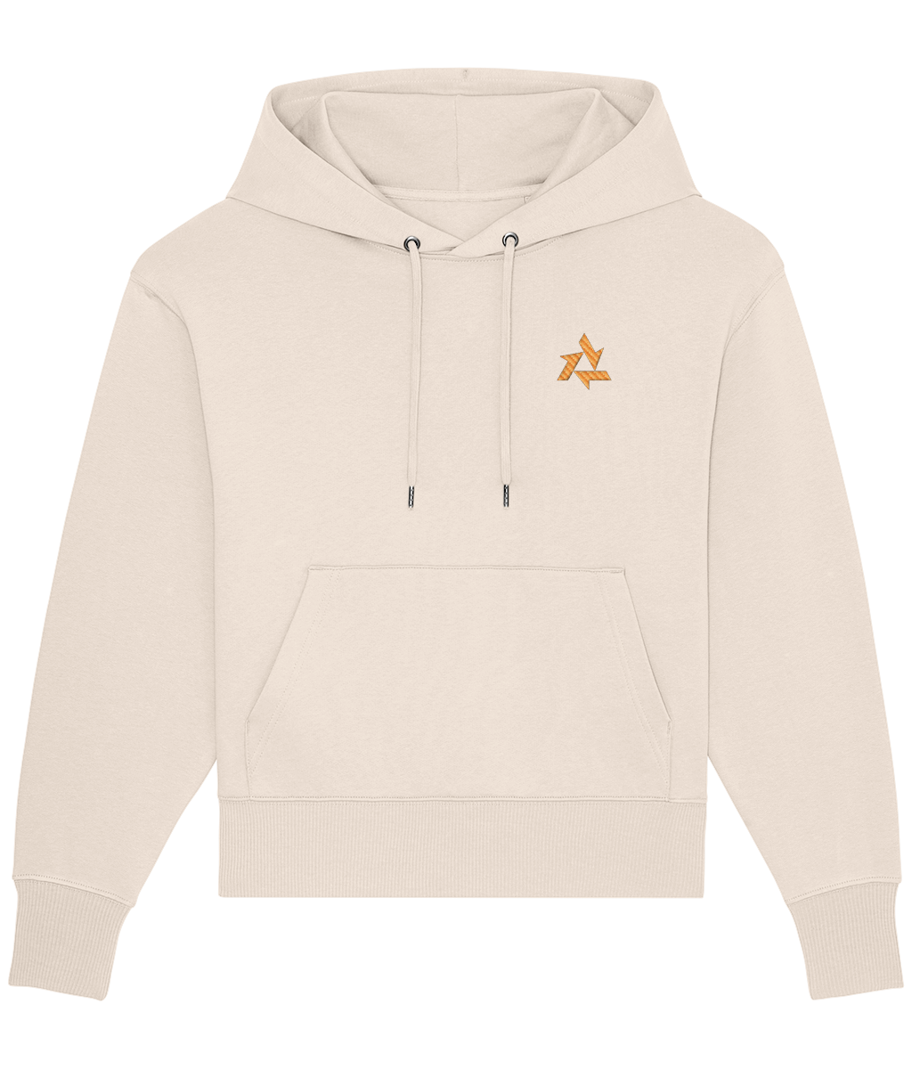 Front view of heavyweight Cream hoodie made from organic cotton with Delta logo embroidery, part of the Everyday Armour collection by Better Than