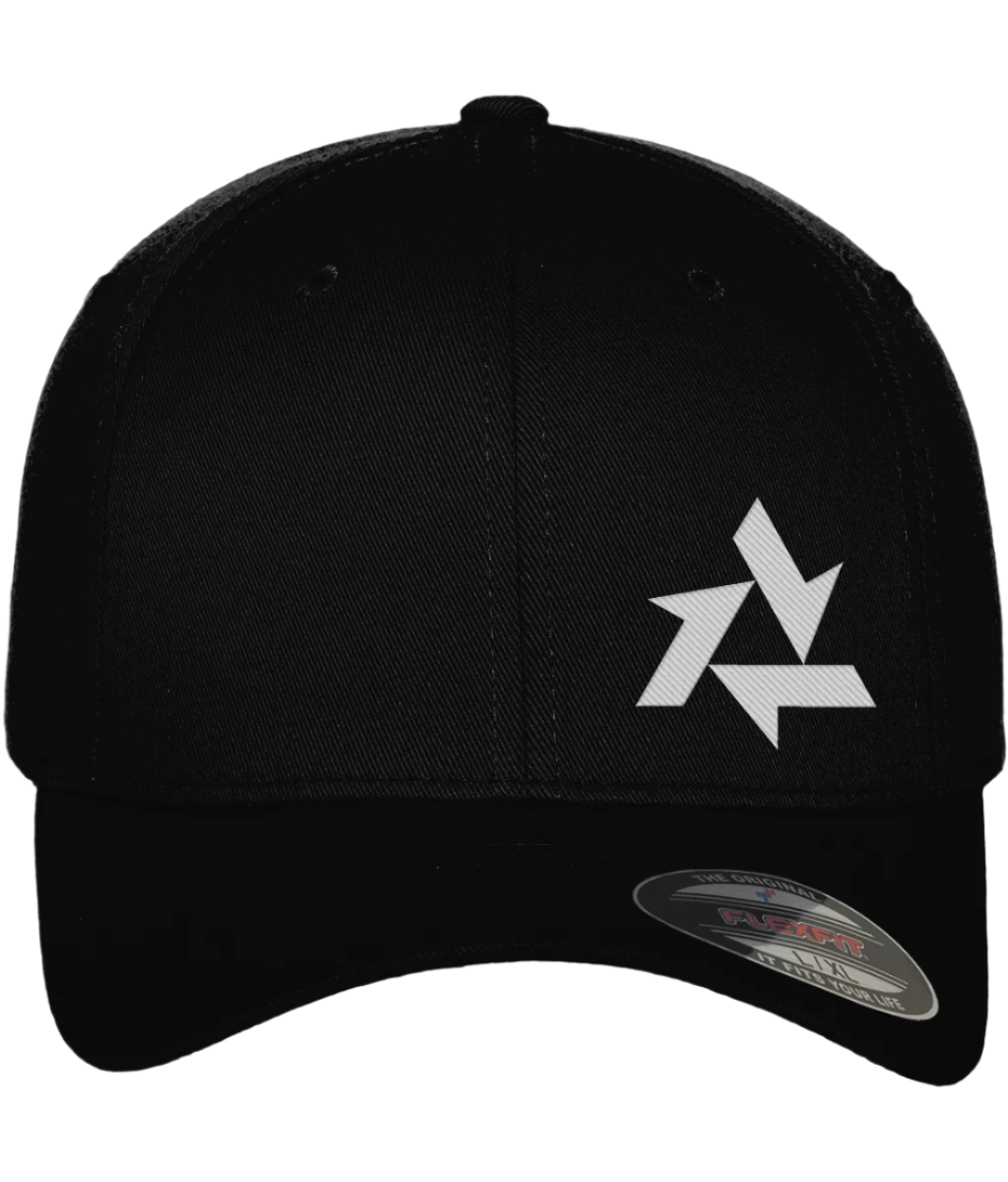 Front view of black baseball cap made from premium fabric, featuring Delta logo embroidery. Part of the Everyday Armour collection by Better Than.