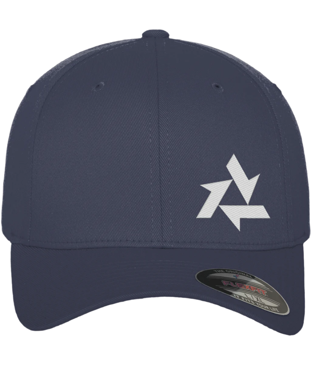 Front view of navy baseball cap made from premium fabric, featuring Delta logo embroidery. Part of the Everyday Armour collection by Better Than.