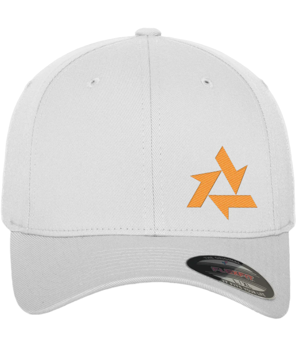 Front view of white baseball cap made from premium fabric, featuring Delta logo embroidery. Part of the Everyday Armour collection by Better Than.