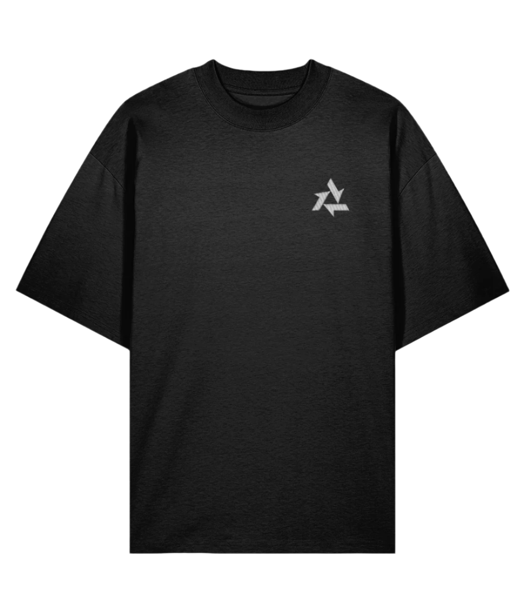 Front view of black heavyweight t-shirt made from organic cotton with delta logo embroidery, part of the Everyday Armour collection by Better Than