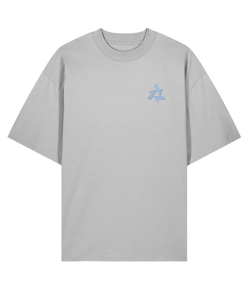 Front view of grey heavyweight t-shirt made from organic cotton with delta logo embroidery, part of the Everyday Armour collection by Better Than