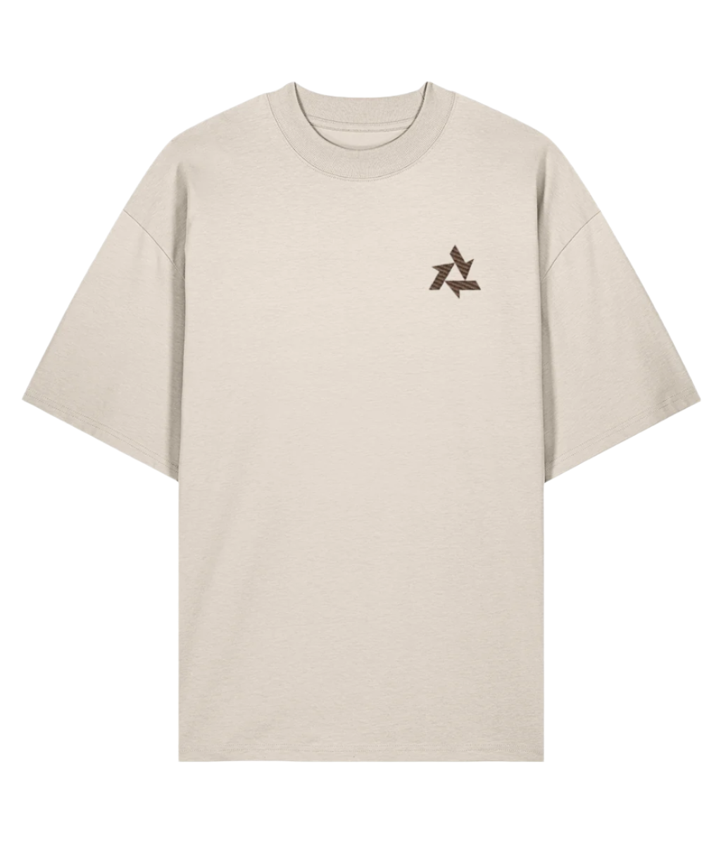 Front view of natural raw heavyweight t-shirt made from organic cotton with delta logo embroidery, part of the Everyday Armour collection by Better Than
