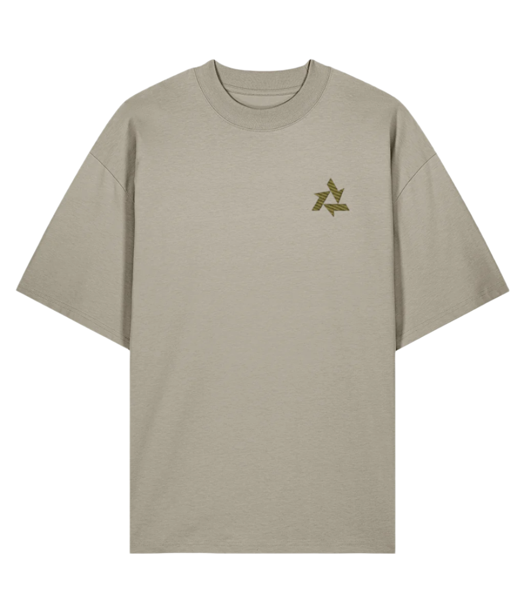 Front view of stone heavyweight t-shirt made from organic cotton with delta logo embroidery, part of the Everyday Armour collection by Better Than