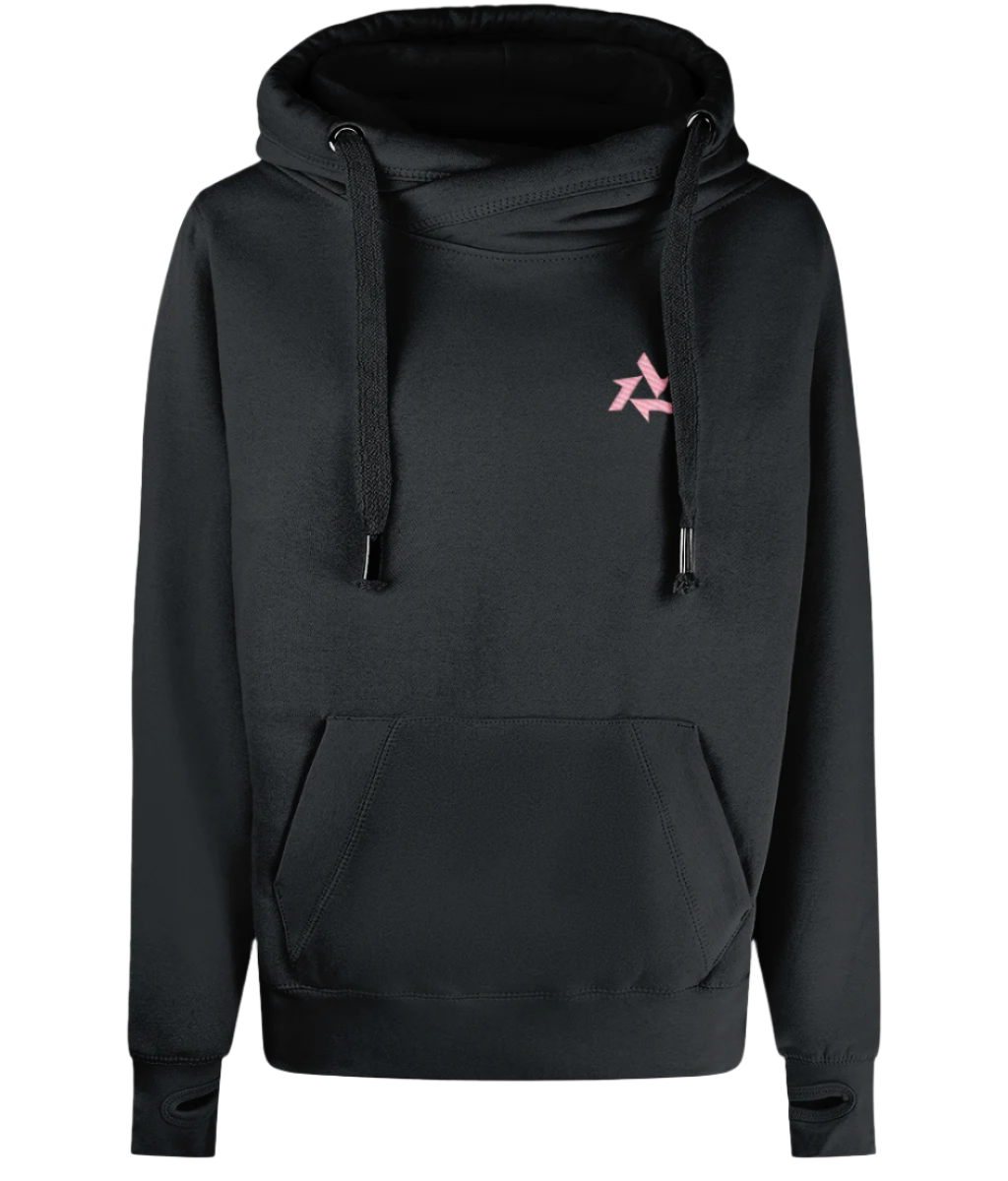 Front view of ladies heavyweight black hoodie made from premium cotton blend with delta logo embroidery, part of the Everyday Armour collection by Better Than