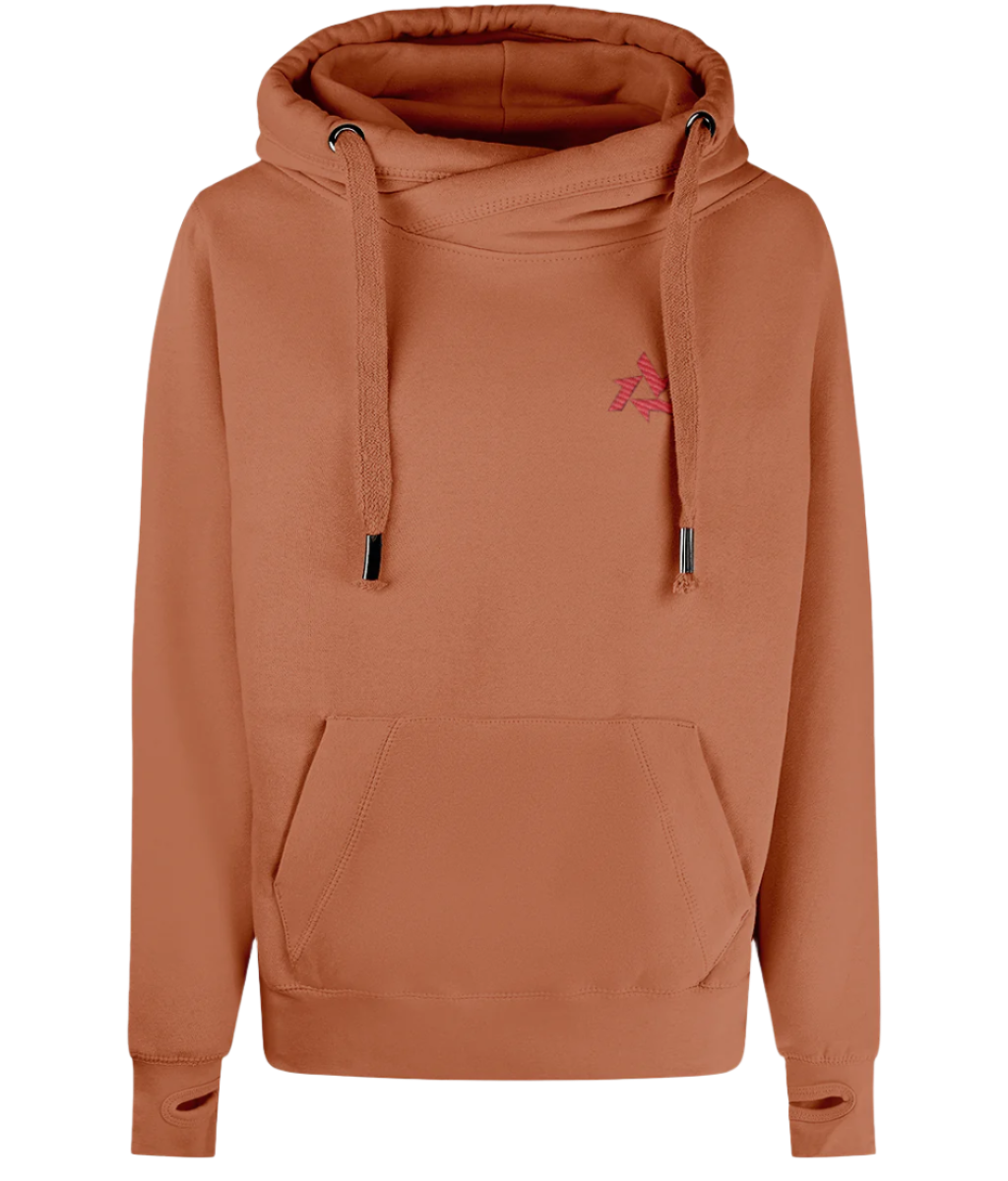 Front view of ladies heavyweight ginger biscuit hoodie made from premium cotton blend with delta logo embroidery, part of the Everyday Armour collection by Better Than