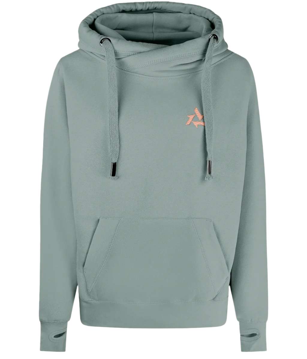Front view of ladies heavyweight green hoodie made from premium cotton blend with delta logo embroidery, part of the Everyday Armour collection by Better Than