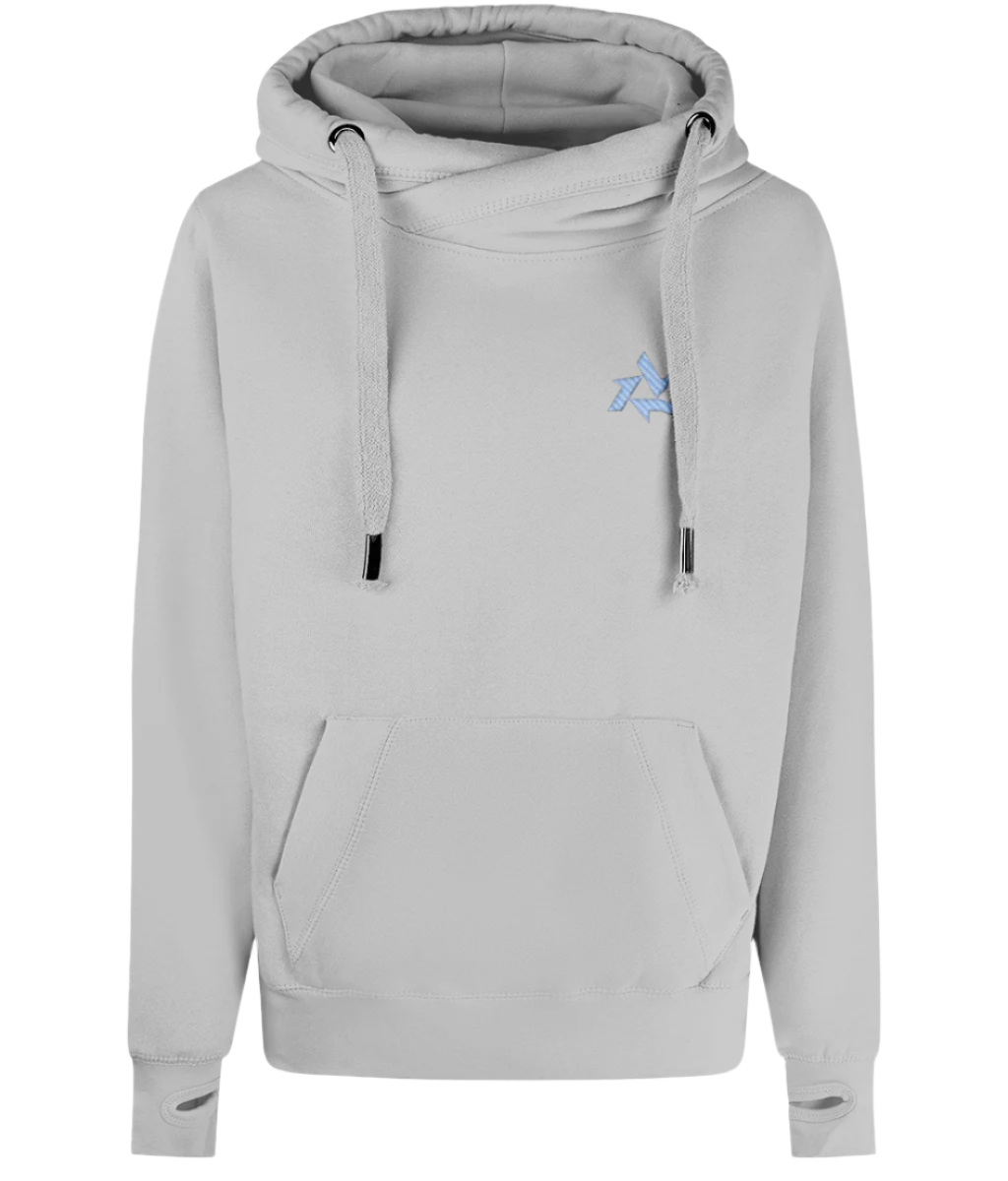 Front view of ladies heavyweight grey hoodie made from premium cotton blend with delta logo embroidery, part of the Everyday Armour collection by Better Than
