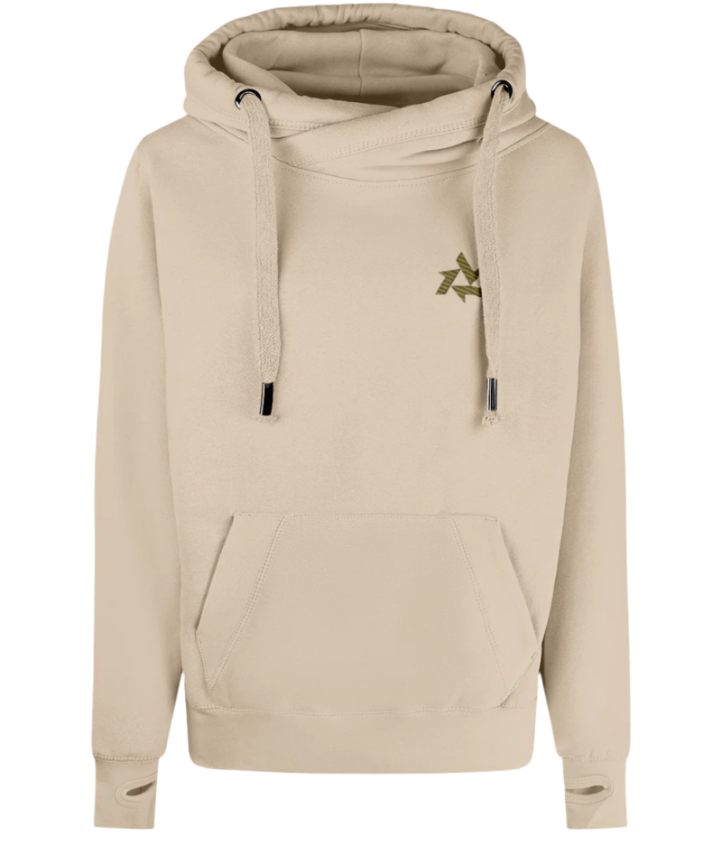 Front view of ladies heavyweight nude hoodie made from premium cotton blend with delta logo embroidery, part of the Everyday Armour collection by Better Than