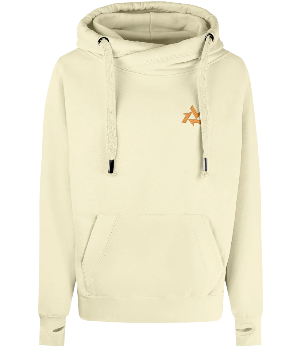 Front view of ladies heavyweight vanilla milkshake hoodie made from premium cotton blend with delta logo embroidery, part of the Everyday Armour collection by Better Than